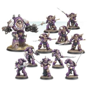 Emperor's Children Legion Support Cadre:
Emperor's Children Legion Contemptor Dreadnought - x1  
Contemptor Heavy Conversion Beamer - x1
Contemptor Pattern Heavy Bolter Arm - x1
Emperor's Children Phoenix Terminators - x1 
Emperor's Children Legion Palatine Blades Squad - x1