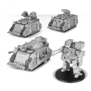 Long Ranged Support - Spearhead Detachment:Deimos Pattern Predator Executioner - x1; Deredeo Dreadnought - x1; Deredeo Dreadnought Anvilus Autocannon Battery -x1;Deredeo Dreadnought Aiolos Missile Launcher - x1;Legion Deimos Pattern Whirlwind Scorpius - x1; Deimos Pattern Damocles Command Rhino - x1.