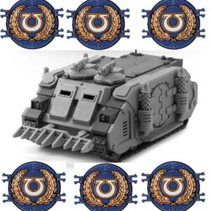 Ultramarines Legion Deimos Rhino Squadron:
MKIC Deimos Pattern Rhino - x3
Ultramarines Legion Deimos Rhino Doors - x3